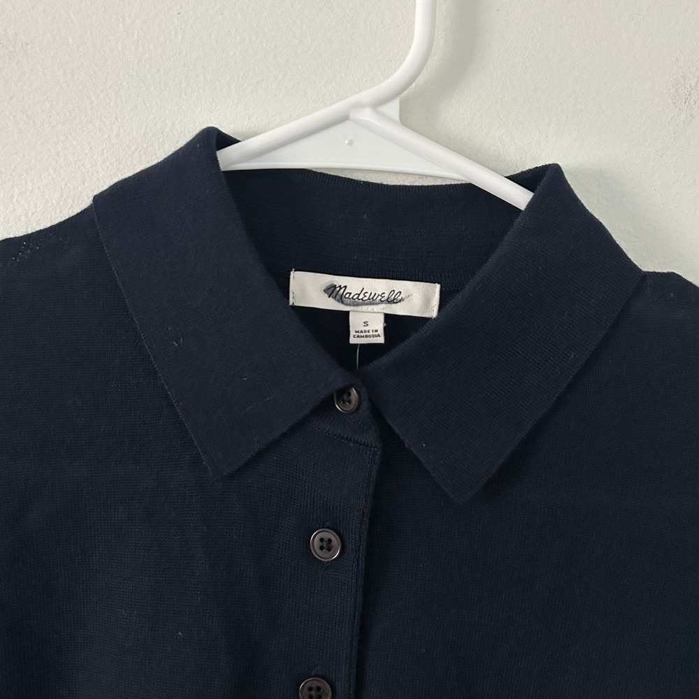 Madewell Womens Drop Shoulder Polo Merino Wool Lightweight Sweater S Small New - Picture 3 of 8